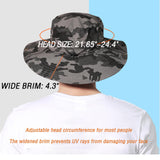 5 x Brand New Outfly Camouflage Sun Hat UV Protection Wide Brim Summer Hat Fisherman Hat Hiking Hat Safari Hat Breathable with Adjustable Chin Strap - RRP €85.5