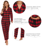 1 x RAW Customer Returns Mnemo Home Women s Pajamas Long Flannel Pyjamas Women 100 Cotton Flannel Red and Black Grid, XL  - RRP €33.6