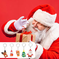 12 x Brand New Christmas key chain, Christmas cartoon key chain, 5 pieces silicone key chain with key ring lanyard Santa Claus, snowman, reindeer, elk creative key chain - RRP €331.2