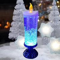 1 x RAW Customer Returns YumSur Glitter Swirling LED Christmas Candles, USB Rechargeable Waterproof Flameless Candles Battery Operated LED Home Decor Christmas Party Decorations - RRP €19.64