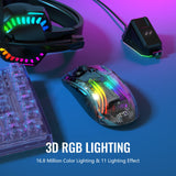 1 x RAW Customer Returns ATTACK SHARK X2 Pro Wireless Gaming Mouse with Charging Station, Quiet Mouse Tri-Mode BT5.0 2.4G Wireless Type-C , 4000 DPI RGB Bluetooth Mouse Rechargeable, Transparent Shell, for PC MAC, Black - RRP €33.05