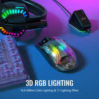 1 x RAW Customer Returns ATTACK SHARK X2 Wireless Gaming Mouse, Quiet Mouse Wireless Tri-Mode BT5.0 2.4G Wireless Type-C , 2400 DPI Rechargeable RGB Bluetooth Mouse, Transparent Shell, for PC MAC Tablet, Black - RRP €28.84