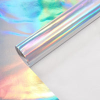 1 x RAW Customer Returns BENECREAT 137x100cm Holographic Faux Leather Fabric Silver Color Faux Leather Roll Soft Faux Leather Fabric DIY Crafts or Others - RRP €14.5