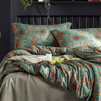 1 x RAW Customer Returns Freyamy Boho Bedding 220x240cm 3-piece Green Colorful Flowers Vintage Bedding Sets Brushed Microfiber Soft Reversible Bedding Bohemian Floral Duvet Cover with Zipper and 2 Pillowcases 80x80cm - RRP €45.34