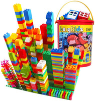 1 x RAW Customer Returns burgkidz Classic Large Building Blocks Educational Toy in Strong Plastic Bucket, 214 Pieces Building Blocks Construction Bricks Colorful Toy Game for Toddler Boys Girls, Primary Colors - RRP €50.41