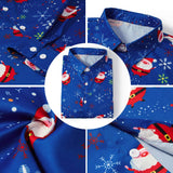 1 x RAW Customer Returns Fanient Men s Christmas Santa Claus Reindeer Shirt Long Sleeve Button Down Xmas Shirts Ugly Shirt Floral Shirt for Party Xmas - RRP €24.19