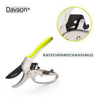 1 x RAW Customer Returns Davaon professional garden shears with ratchet mechanism - anvil shears for branches, plants and hedges - 5 x more cutting strength with less effort - premium garden tool - RRP €15.79