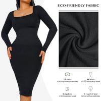 1 x RAW Customer Returns FeelinGirl Bodycon Dress Shapewear for Women with Removable Bra Pad Seamless Recycled Material Shaping Dress Long with Long Sleeve Tummy Control Elegant Black XL XXL - RRP €37.49