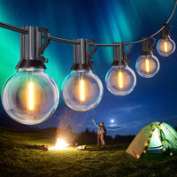 1 x RAW Customer Returns SUWIN 150FT LED fairy lights outdoor, 45M G40 fairy lights outdoor power, waterproof garden fairy lights outdoor with 75 2 warm white lamps for party patio bistro outdoor area - RRP €85.99