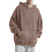 1 x RAW Customer Returns HOUZONIY Men s Oversized Vintage Hoodie, Men s Wash Raglan Hoodie, Basic Casual Pullover Hooded Thin Sweatshirt Streetwear Hoodie Bronze hooded L  - RRP €36.29