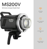 1 x RAW Customer Returns Godox MS200V Studio Flash with Upgraded LED Modeling Lamp, 200W GN53 Bowens Mount Monolight, Lightweight and Portable, 2.4G Wireless X System Studio Strobe for Studio Portrait Photography - RRP €122.02