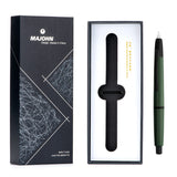 1 x RAW Customer Returns Majohn A2 Press Fountain Pen Extra Fine Nib with Box, Retractable Green Resin Ink Pen with Converter Writing Pen Set Black Clip Version  - RRP €37.37