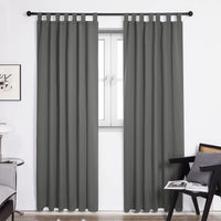 1 x RAW Customer Returns Deconovo Blackout Curtain Opaque Curtains Loops Thermo against cold, 200x140 cm Height x Width , Light Grey, Set of 2 - RRP €32.72