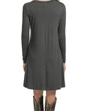 1 x RAW Customer Returns Durio Women s Simple Dresses Basic Casual A-Line Skater Dress Leisure Dresses Flowing Dress Long Sleeve Casual Shirt Loose Crew Neck Tunic Gray L - RRP €20.16