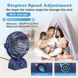 1 x RAW Customer Returns Wastou Table Fan, USB Rechargeable Desk Fan, Portable Tower Fan with 10000mAh Battery, Adjustable Speed, Rotatable Head for Home and Office Blue  - RRP €19.33