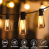 1 x RAW Customer Returns SUWIN LED fairy lights outdoor, ST38 fairy lights outdoor, waterproof garden garland lights with 60 2 warm white bulbs for party bistro terrace, 36.5 meters 120 ft  - RRP €60.49