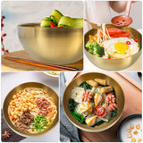 1 x RAW Customer Returns 2Pcs Ramen Noodle Bowl Stainless Steel Bowls Korean Bowls Metal Soup Bowl Serving Bowls for Cereal Rice Soup Noodles Salad 12 cm Golden - RRP €18.79