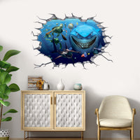 1 x Brand New Watercolor Ocean Wall Sticker, Wall Sticker 3D Window, Under the Sea World Life Marine Animal Fish Wall Decoration, Mural Living Room Bedroom Children s Room Decoration Bathroom Octopus  - RRP €20.4