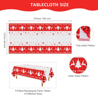 1 x RAW Customer Returns PLULON Christmas Tablecloth Plastic Tablecloth with Snowflake Rectangular Christmas Elk Tablecloth 137 x 274 cm for Christmas Holidays Dinner Table Decorations Winter Parties - RRP €7.37