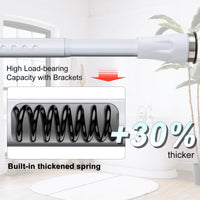 8 x Brand New White shower rod 109-221 cm for bathroom with bracket, durable, non-slip, tenant-friendly curtain rod without drilling for window, door - RRP €206.56