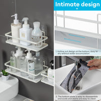 1 x RAW Customer Returns Stocomodi 3-Pack Shower Caddy Basket Adhesive Wall Mounted Shower Shelf Conditioner Shampoo Holder Spice Rack with Sticker Bathroom Kitchen Organizer White  - RRP €30.24