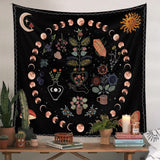 6 x Brand New JUMRHFAN Botanical Moon Phases Tapestry, Botanical and Floral Tapestry, Bohemian Mandala Wall Decor for Bedroom Aesthetic Home Dorm 130x150CM  - RRP €122.4