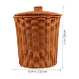 1 x RAW Customer Returns TOYANDONA Rattan Trash can Woven basket with lid Wicker basket Wastepaper basket Storage basket for home bathroom kitchen - RRP €29.45