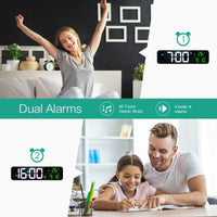 1 x RAW Customer Returns ORIA LED Digital Wall Clock, 10.5 Screen Digital Wall Alarm Clock, Date Temperature Display, , Time Memory, 2 Alarms, 40 Ringtone 4 Volume 5 Brightness with 1.5m USB Cable  - RRP €21.17