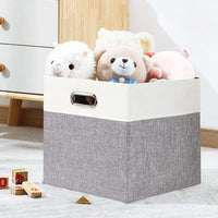 1 x RAW Customer Returns Febzoce Storage Box with Lid Foldable Fabric Storage Cube Basket Trash can Light Grey White, Square, 30 x 30 x 30 cm, 3 Pack - RRP €34.99