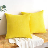 2 x Brand New EMEMA Small Granular Pillowcases for Cushions Decorative Soft Square Cushion Covers for Sofa Bed 2 Pieces 50x50cm Lemon Yellow - RRP €45.6