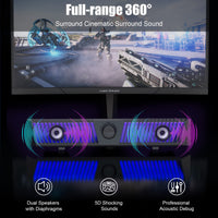 1 x RAW Customer Returns HiFi Computer Speakers, Desktop Bluetooth Computer Sound Bar, Colorful RGB with Stereo Subwoofer, USB Powered - RRP €33.99