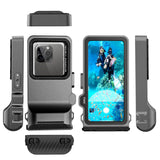 1 x RAW Customer Returns ShellBox waterproof phone case underwater waterproof cell phone water protection case cell phone case waterproof swimming bathing compatible for iPhone 15 14 13 12 15 Pro Max Samsung S24 Ultra gray black  - RRP €59.99