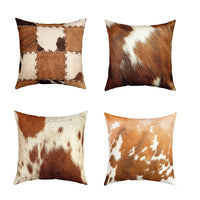 1 x RAW Customer Returns Pack of 4 Cowhide Cushion Covers 40x40 Christmas Cowhide Print Throw Pillow Covers Brown Farm Animal Cushion Covers Cowboy Western Cow Print Decor Square Pillow Cases for Sofa Couch Bed - RRP €22.19