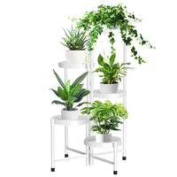 1 x RAW Customer Returns iDavosic.ly 5 Tier Metal Plant Stand Flower Pot Stand, Multi-Tier Plant Shelf Flower Shelf Plant Stairs for Corner, Living Room, Balcony, Terrace, Yard Round, White  - RRP €50.42