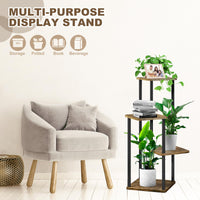 1 x RAW Customer Returns YOCOMEY 4-Tier Wooden Flower Rack Plant Rack, Multi-Tier Flower Stand Plant Stand Flower Bench Flower Stairs Plant Stairs Standing Shelf for Indoor Garden Balcony Decoration Black  - RRP €40.33