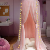 1 x RAW Customer Returns Anmas Power Pink Mosquito Net Children s Bed Canopy Baby Bed Canopy Princess Mosquito Net Decor Height 300cm with Stars Decoration 40 Starlights, Dome Premium Yarn Netting Curtains - RRP €36.29