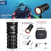 1 x RAW Customer Returns LetonPower Turbo S Pro diving light, 13000 lumen diving flashlight 100m underwater photo fill light, diving light with Type-C charging for professional underwater video light - RRP €189.99