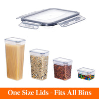 1 x RAW Customer Returns Lifewit Storage Containers with Lids 15 Set, Storage Containers with Universal Lids, Airtight Storage Box Kitchen Organizer with Labels for Grains, Flour, Sugar, Cereal in the Kitchen, BPA-Free - RRP €31.54