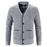 1 x RAW Customer Returns Shuanghao Men s Autumn-Winter Knitted Jumper Sweatshirt Jacket Cardigan - Leisure Fashion Classic Fleece Lining Warm Comfortable Outdoor Men s V-Neck Knitted Jacket Jumper Coat Light Gray XXL - RRP €38.4