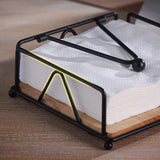 1 x Brand New Flat Napkin Holder for the Table, Napkin Holder for Paper Napkins, Black Metal Napkin Holder, Wooden and Metal Napkin Holder, Square Napkin Holder Black  - RRP €20.4