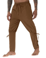 1 x RAW Customer Returns YAOHUOLE Viking Trousers Men s Medieval Pirate Trousers Men s Costume Men s Renaissance Trousers Slim Fit Brown 3XL - RRP €27.22