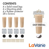 1 x RAW Customer Returns La Vane 15cm Wooden Table Legs, 4 Pack Solid Wood Tapered Replacement Furniture Feet with Mounting Plates Screws for Sofa Bed Cabinet Couch Chair - RRP €18.14