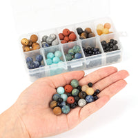 1 x RAW Customer Returns BEEFLYING 232Pcs Solar System Natural Stone Beads Mixed Black Obsidian Lava Round Beads Loose Smooth Natural Energy Power Healing Gemstone Beads For Jewelry Making - RRP €28.99