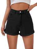 1 x RAW Customer Returns GORGLITTER women s denim shorts, jeans shorts, basic jeans shorts, high waist shorts, hot pants shorts with pockets, black M - RRP €36.99