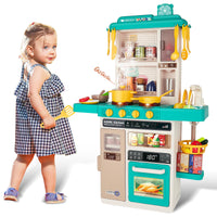 1 x RAW Customer Returns deAO Children s Toy Kitchen, Children s Kitchens Includes 50 Accessories, Faucet with Water Pump, Lights, Sounds and Steam, Educational Kitchen Set for Children, Birthday Gifts, Christmas Gifts 3 Years - RRP €49.4