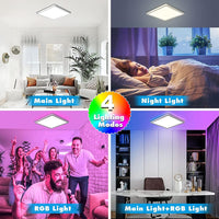 1 x RAW Customer Returns Eregou RGB LED ceiling light dimmable, 24W color changing ceiling lamp with remote control, LED panel for hallway, bedroom, living room, bathroom, kitchen, compatible with Alexa and Google Assistant - RRP €24.79