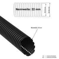 1 x RAW Customer Returns AUPROTEC corrugated pipe slotted 2 to 50m empty pipe slotted corrugated pipe UV resistant cable protection hose cable hose black - inner diameter 22 mm, length 10 m - RRP €35.21