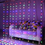 4 x RAW Customer Returns LED curtain light, 3 m x 3 m LED fairy lights curtain, 8 modes curtain lights string light, 300 LED USB light curtain, LED fairy lights curtain with remote control timer, light curtain - RRP €55.96