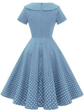 1 x RAW Customer Returns Wedtrend Women s 1950s Retro Rockabilly Short Sleeve Cocktail Dress Sky Blue Small White Dot  - RRP €38.86