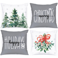 6 x Brand New Lanpn Set of 4 Christmas Cushion Cover 40 x 40 cm, Winter Forest Pillowcase Christmas Bed Decoration Pillow Cover 40 x 40 for Bedrooms Sofa Christmas Decoration Grey  - RRP €115.2